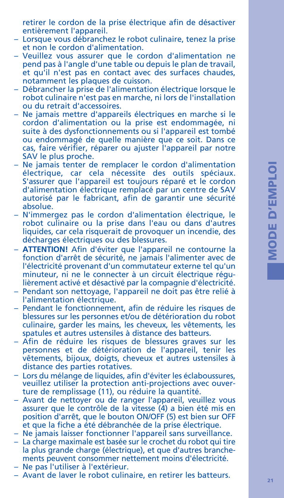 Mode d’emploi | Bodum BISTRO Стационарный электрический миксер User Manual | Page 22 / 97