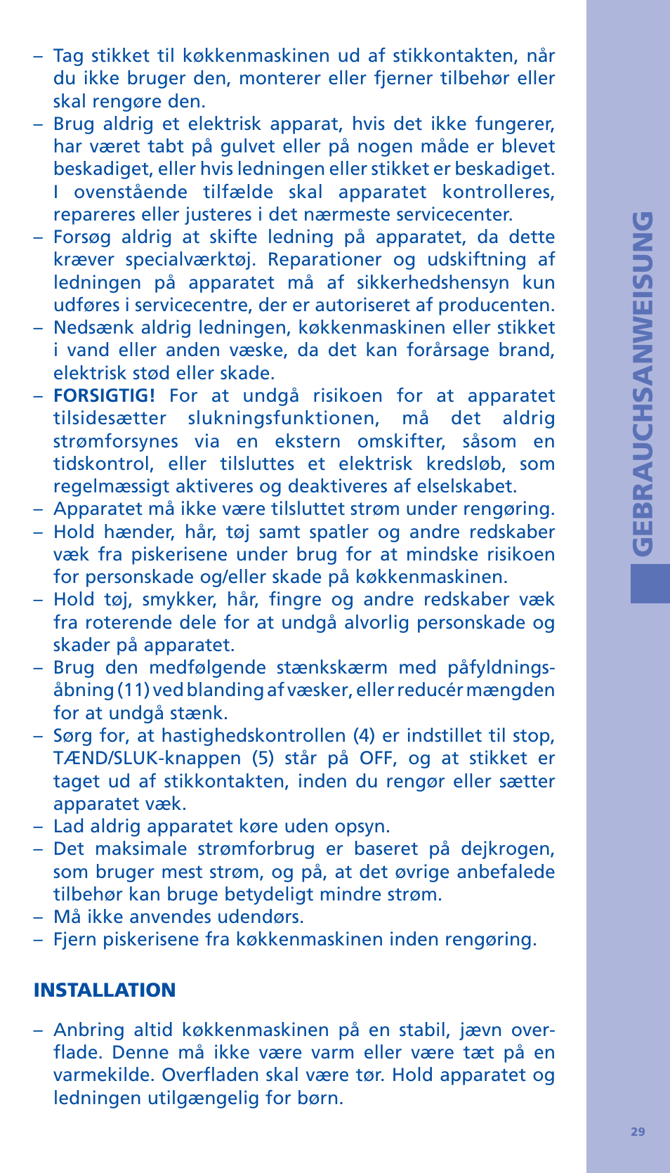 Gebrauchsanweisung | Bodum BISTRO Стационарный электрический миксер User Manual | Page 30 / 97