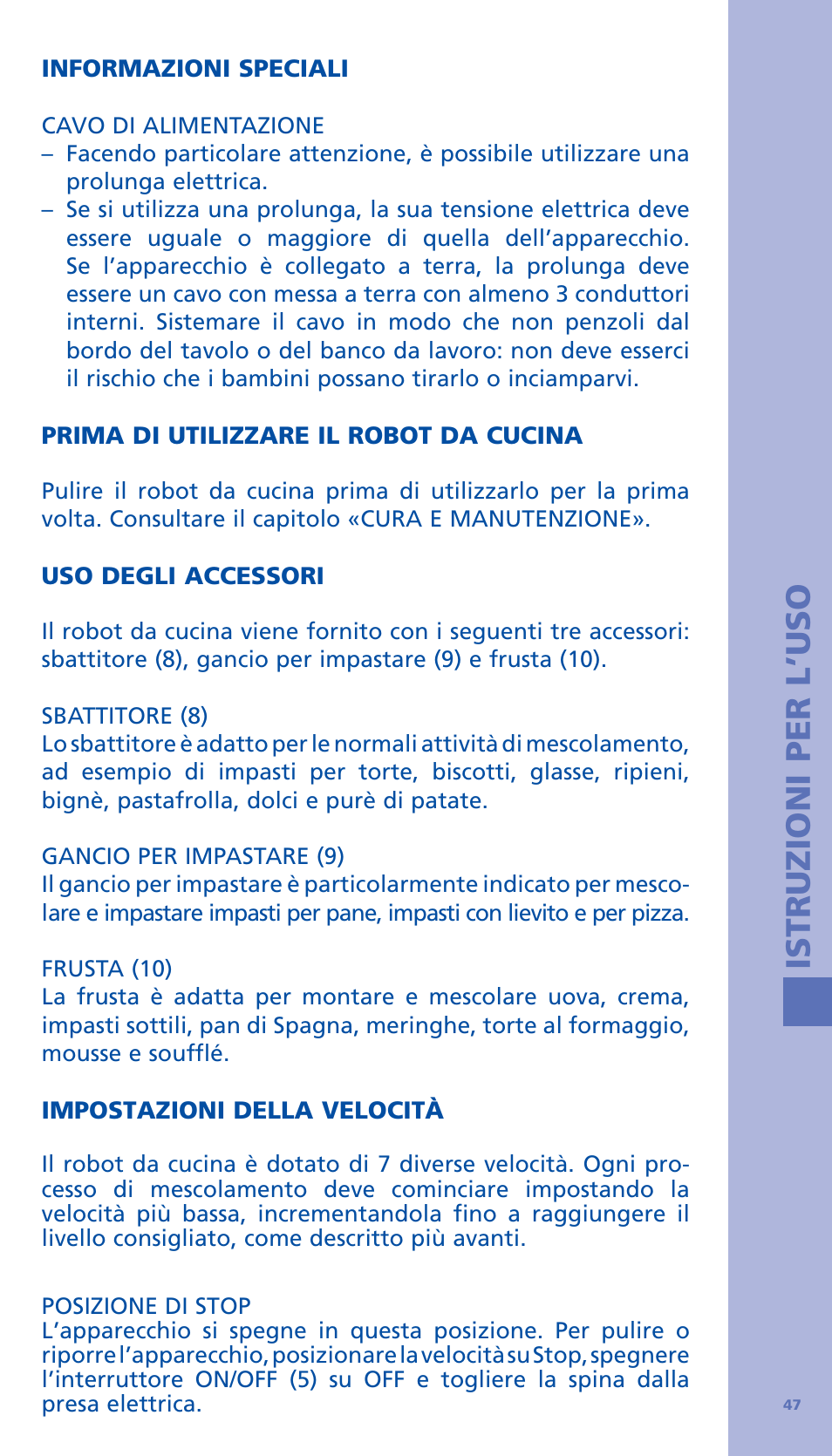 Istruzioni per l’uso | Bodum BISTRO Стационарный электрический миксер User Manual | Page 48 / 97