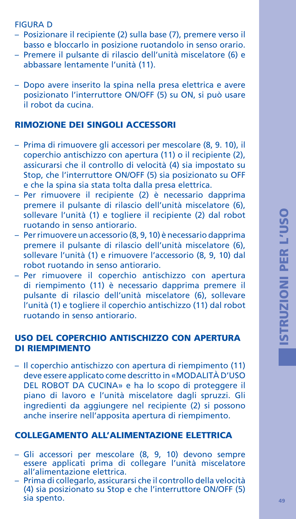 Istruzioni per l’uso | Bodum BISTRO Стационарный электрический миксер User Manual | Page 50 / 97