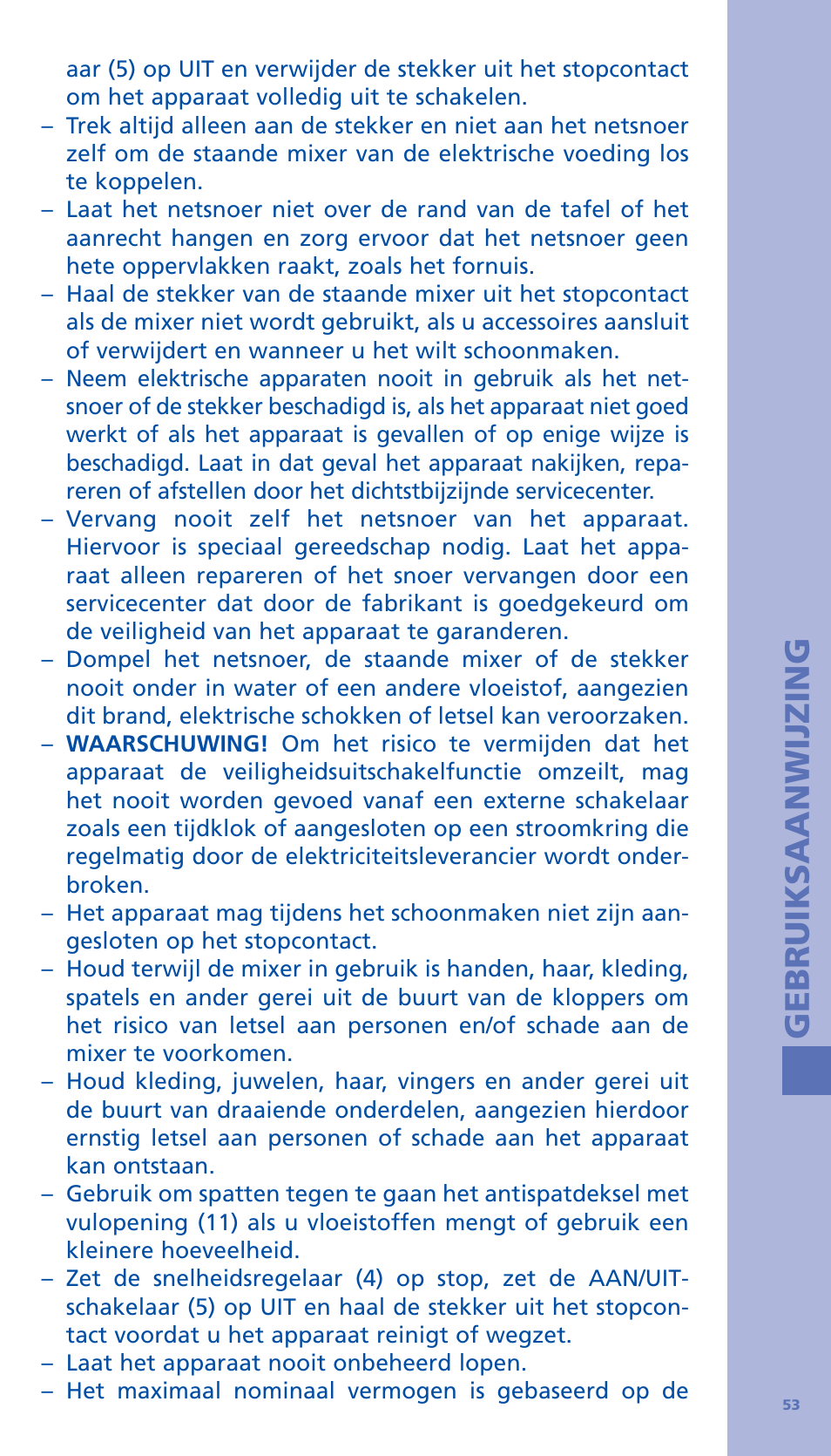 Gebruiksaanwijzing | Bodum BISTRO Стационарный электрический миксер User Manual | Page 54 / 97