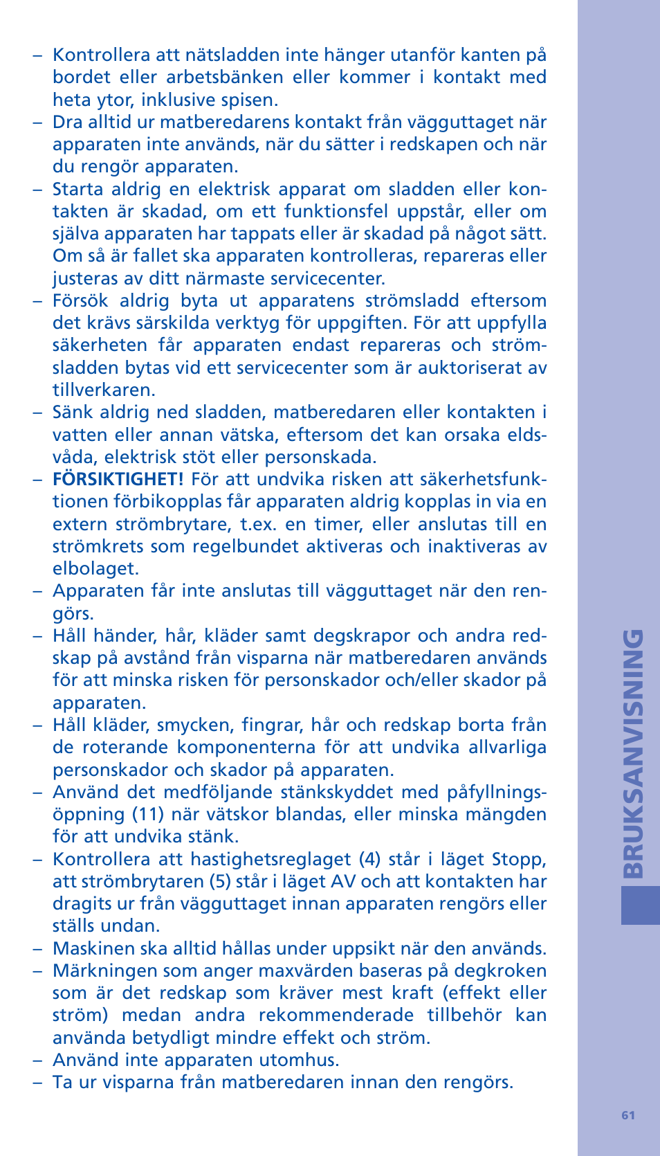Bruksanvisning | Bodum BISTRO Стационарный электрический миксер User Manual | Page 62 / 97