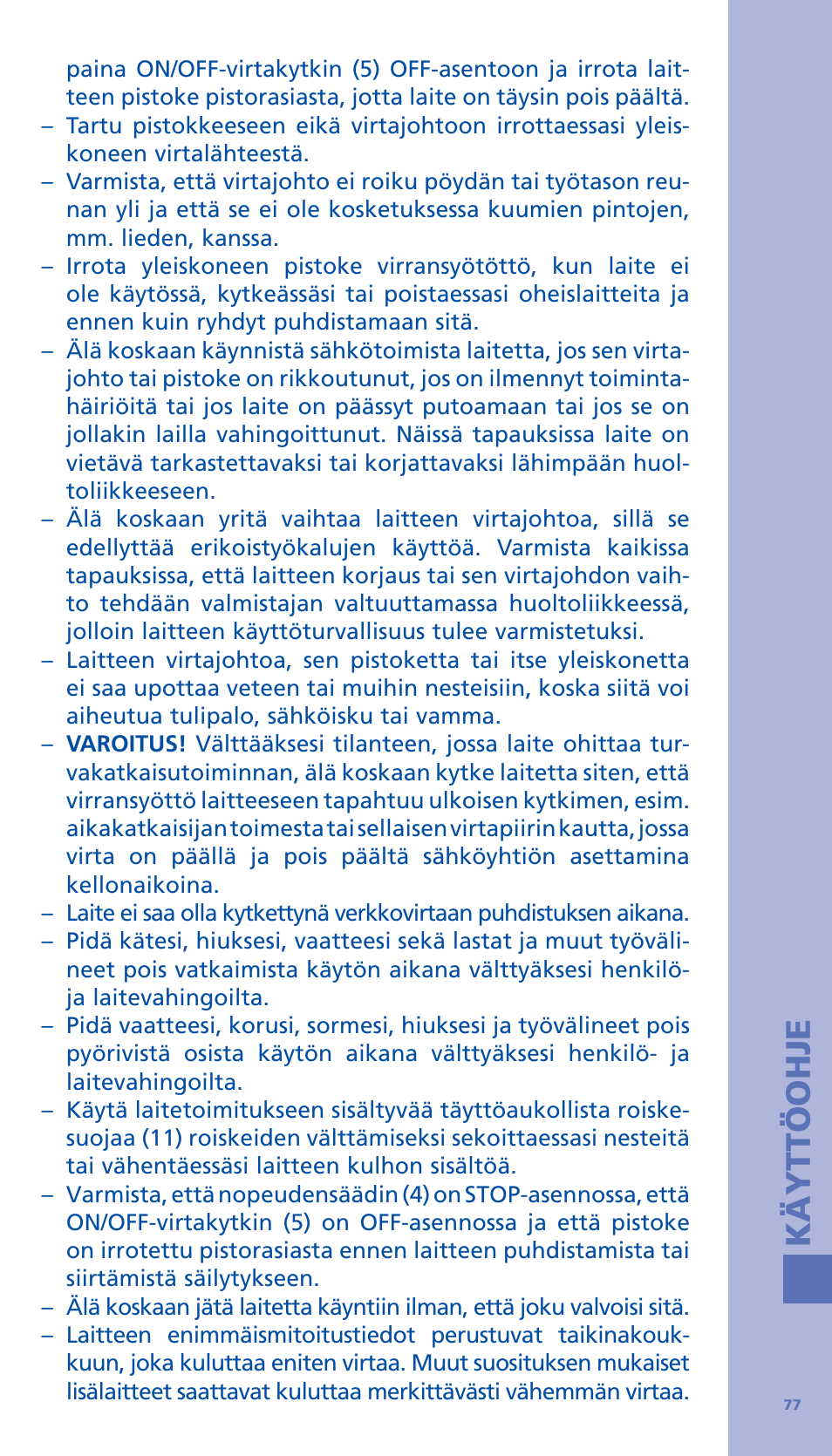 Käyttöohje | Bodum BISTRO Стационарный электрический миксер User Manual | Page 78 / 97