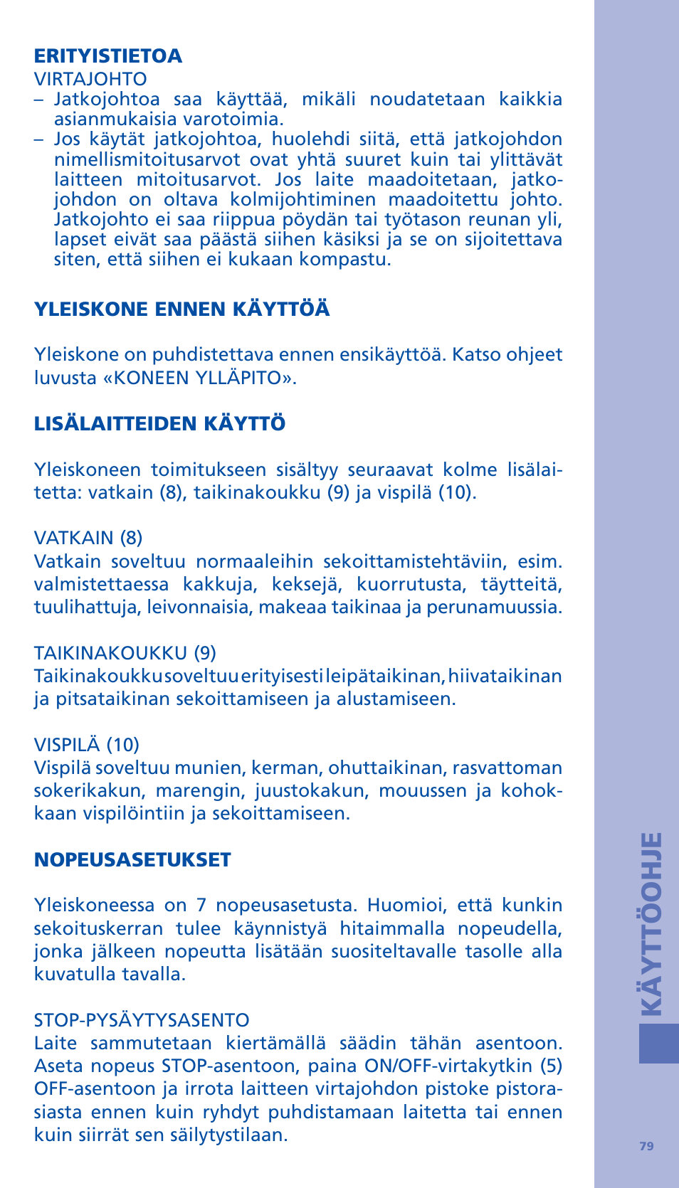 Käyttöohje | Bodum BISTRO Стационарный электрический миксер User Manual | Page 80 / 97
