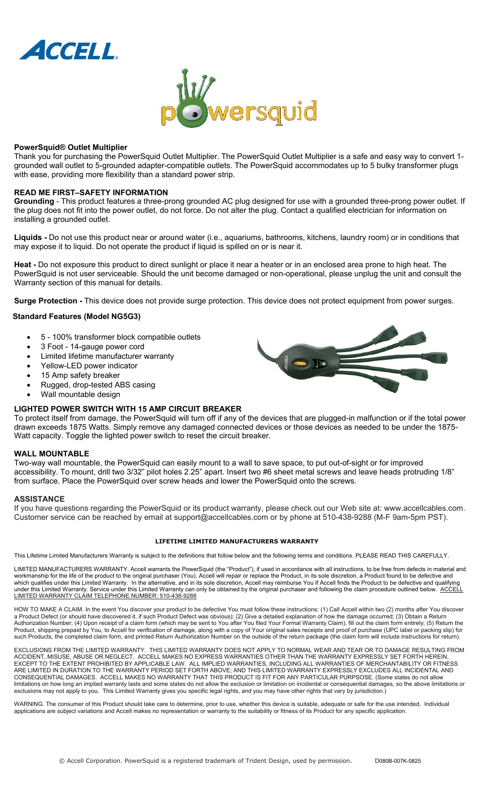Accell PowerSquid User Manual | 1 page
