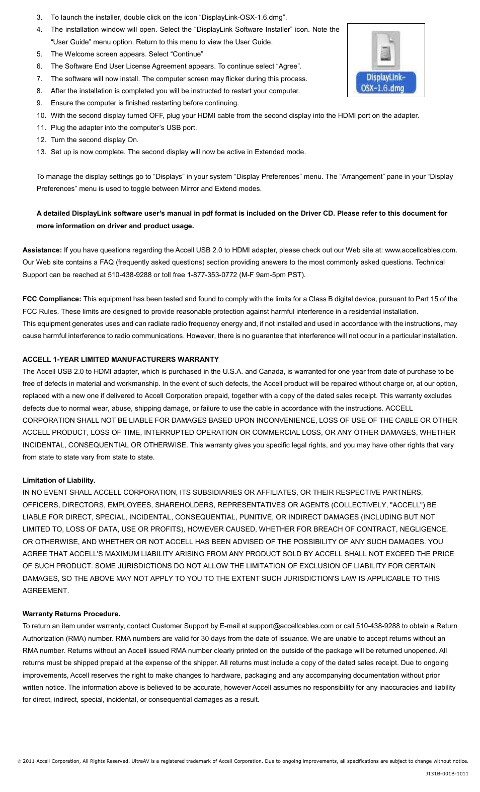 Accell UltraAV USB to HDMI Video Adapter User Manual | Page 2 / 2