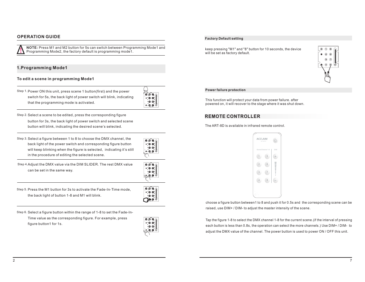 Remote controller | Acclaim Lighting ART 8D User Manual | Page 4 / 6
