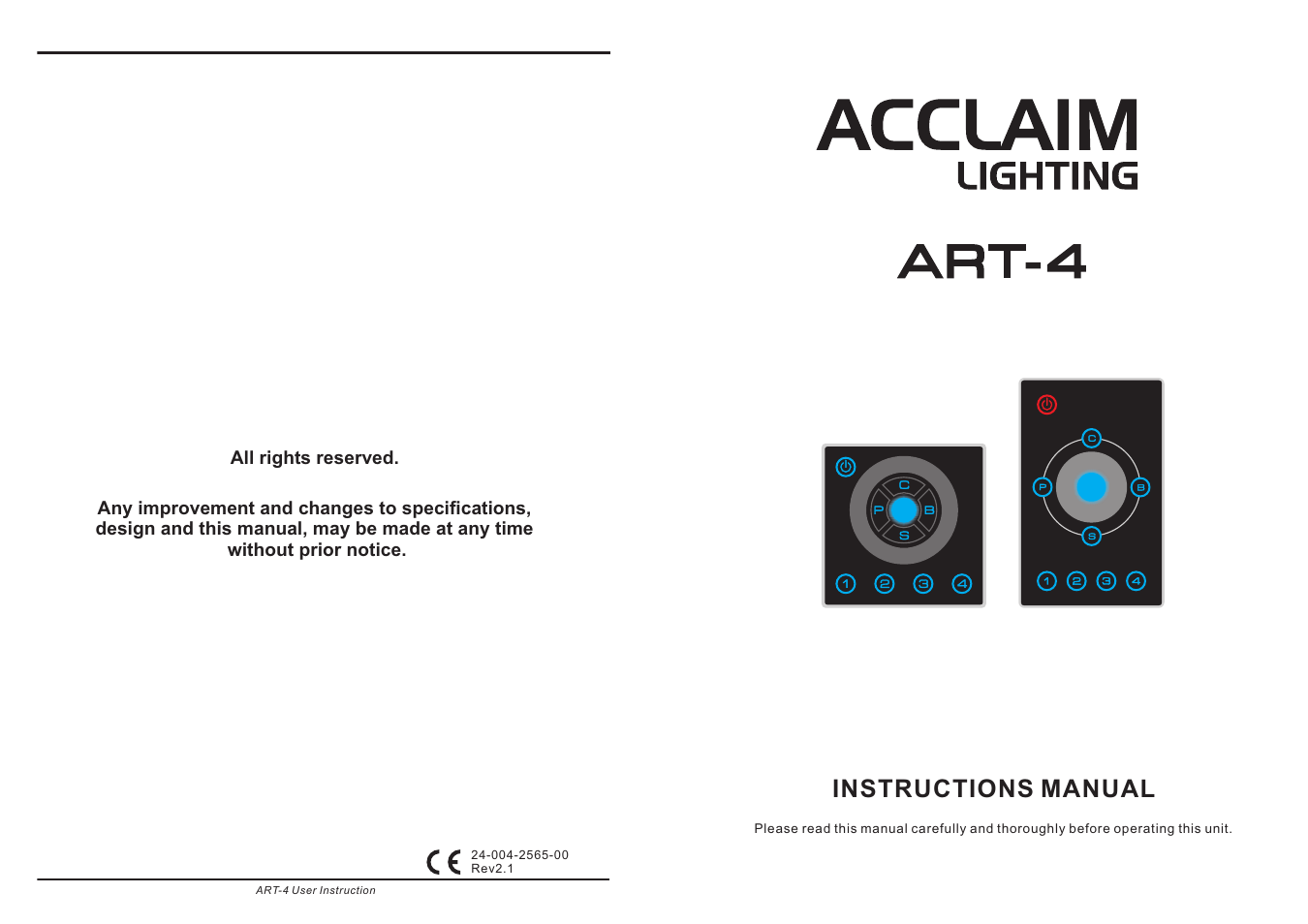 Acclaim Lighting ART 4 User Manual | 6 pages