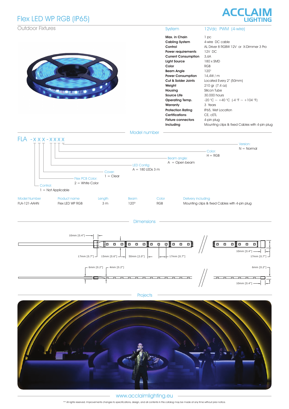 Fla-flex led wp rgb (ip65), Acclaim, Flex led wp rgb (ip65) | X x x - x x x x, Lighting | Acclaim Lighting Flex LED WP RGB (IP65) User Manual | Page 2 / 2