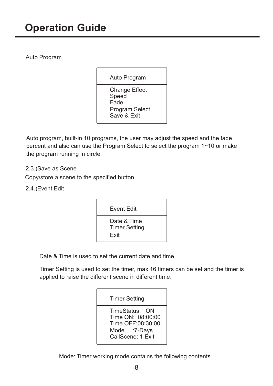 页 11, Operation guide | Acclaim Lighting AL Control 1 PRO User Manual | Page 11 / 16