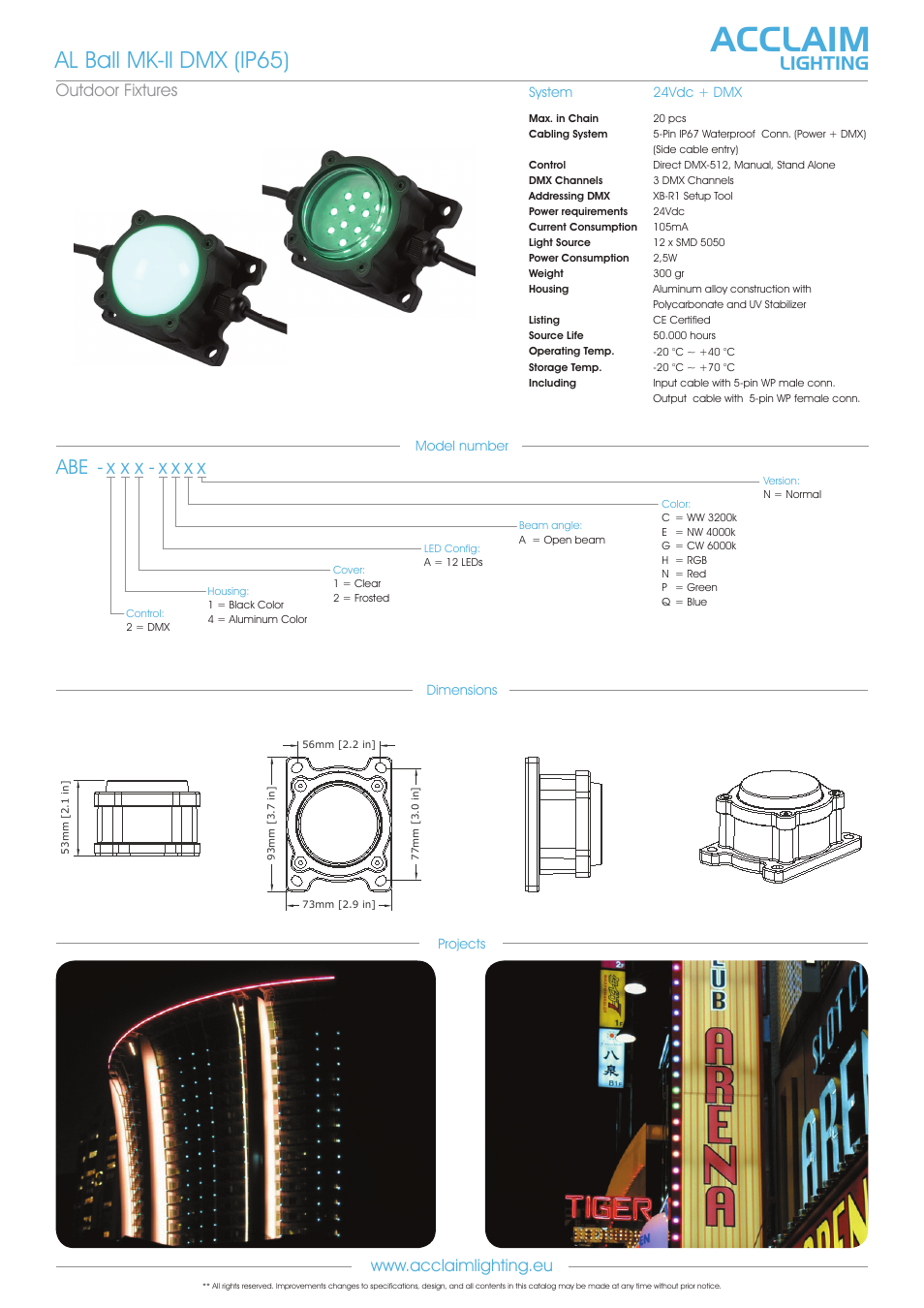 Acclaim, Al ball mk-ll dmx (ip65), X x x - x x x x | Lighting, Outdoor fixtures | Acclaim Lighting AL Ball MK-ll DMX User Manual | Page 2 / 2