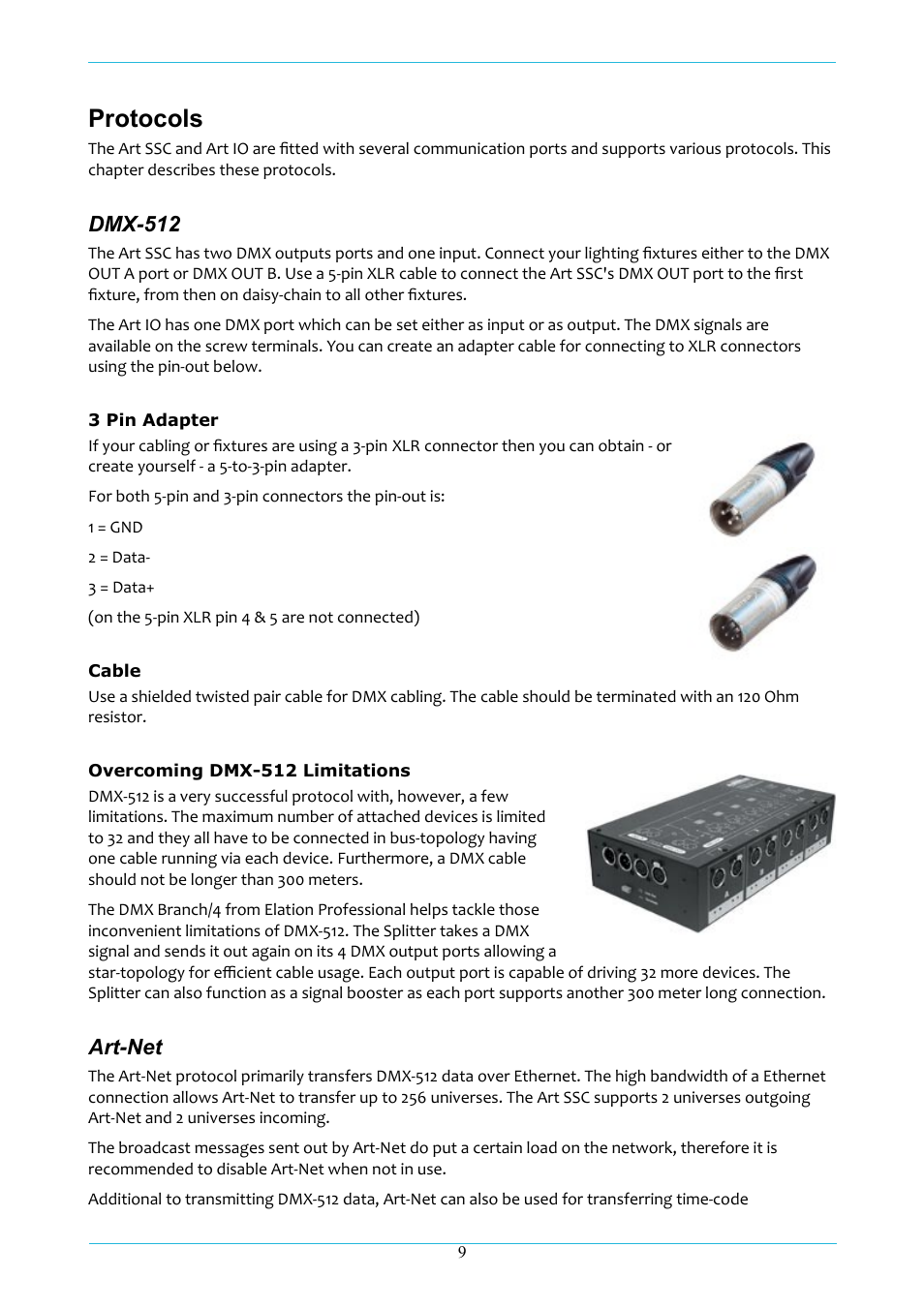 Protocols, Dmx-512, Art-net | Acclaim Lighting ART IO User Manual | Page 10 / 38
