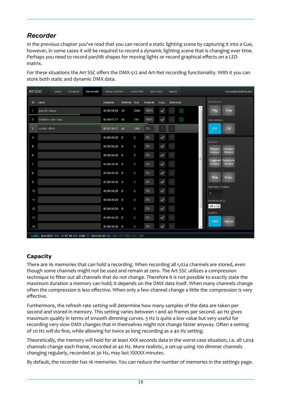 Recorder | Acclaim Lighting ART IO User Manual | Page 19 / 38