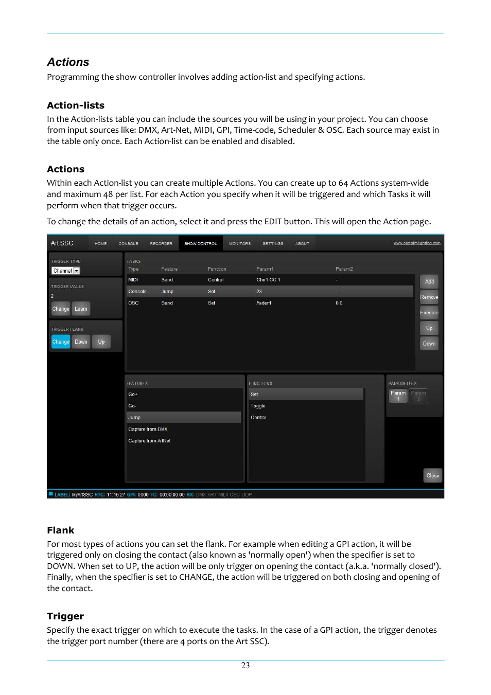 Actions | Acclaim Lighting ART IO User Manual | Page 24 / 38