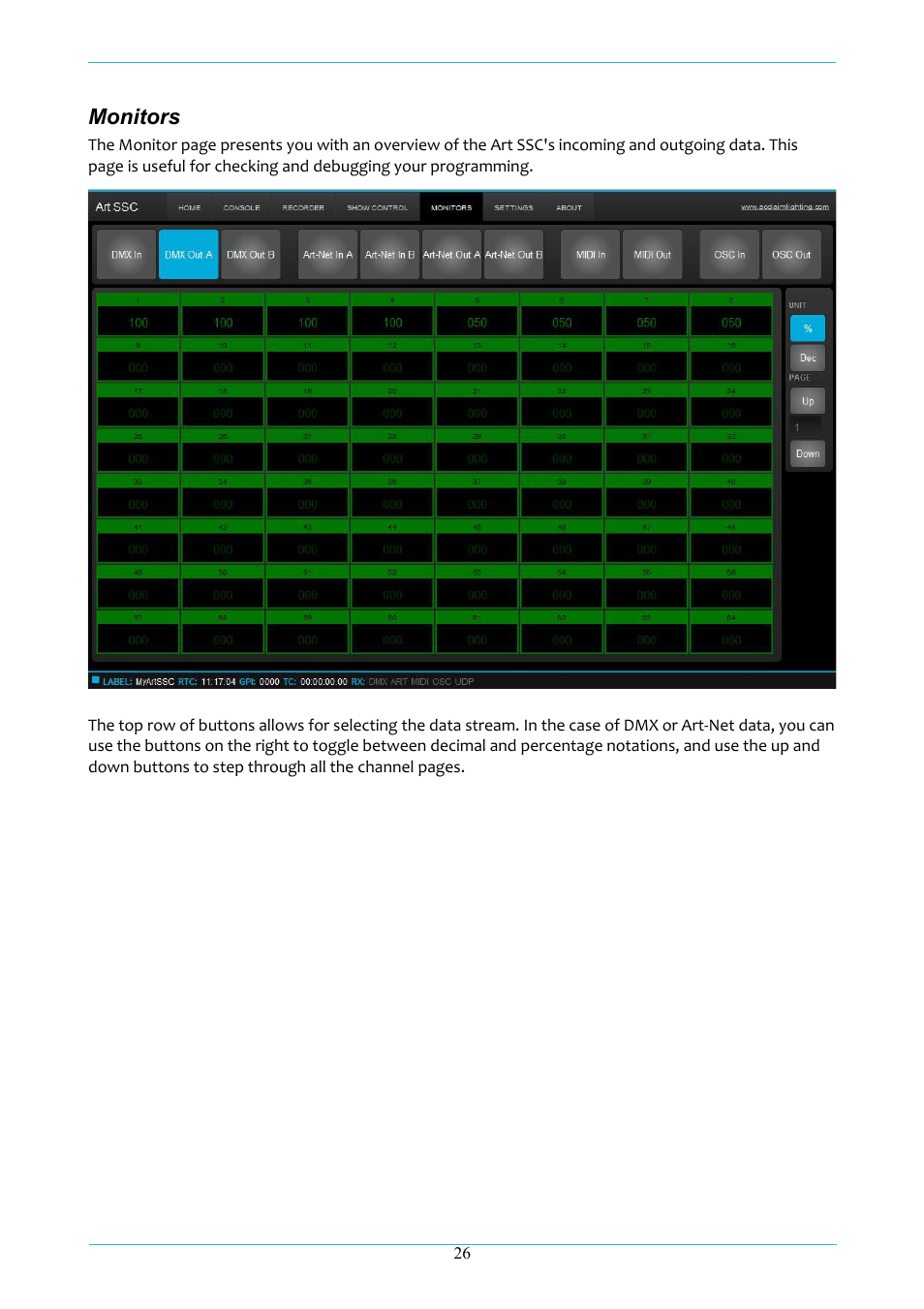 Monitors | Acclaim Lighting ART IO User Manual | Page 27 / 38