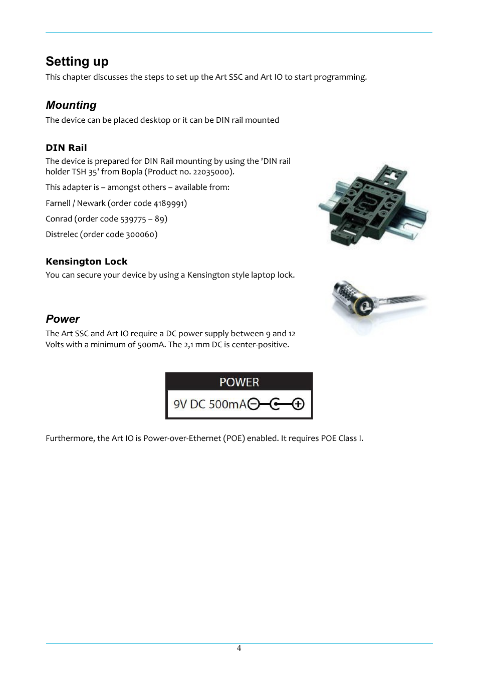 Setting up, Mounting, Power | Acclaim Lighting ART IO User Manual | Page 5 / 38