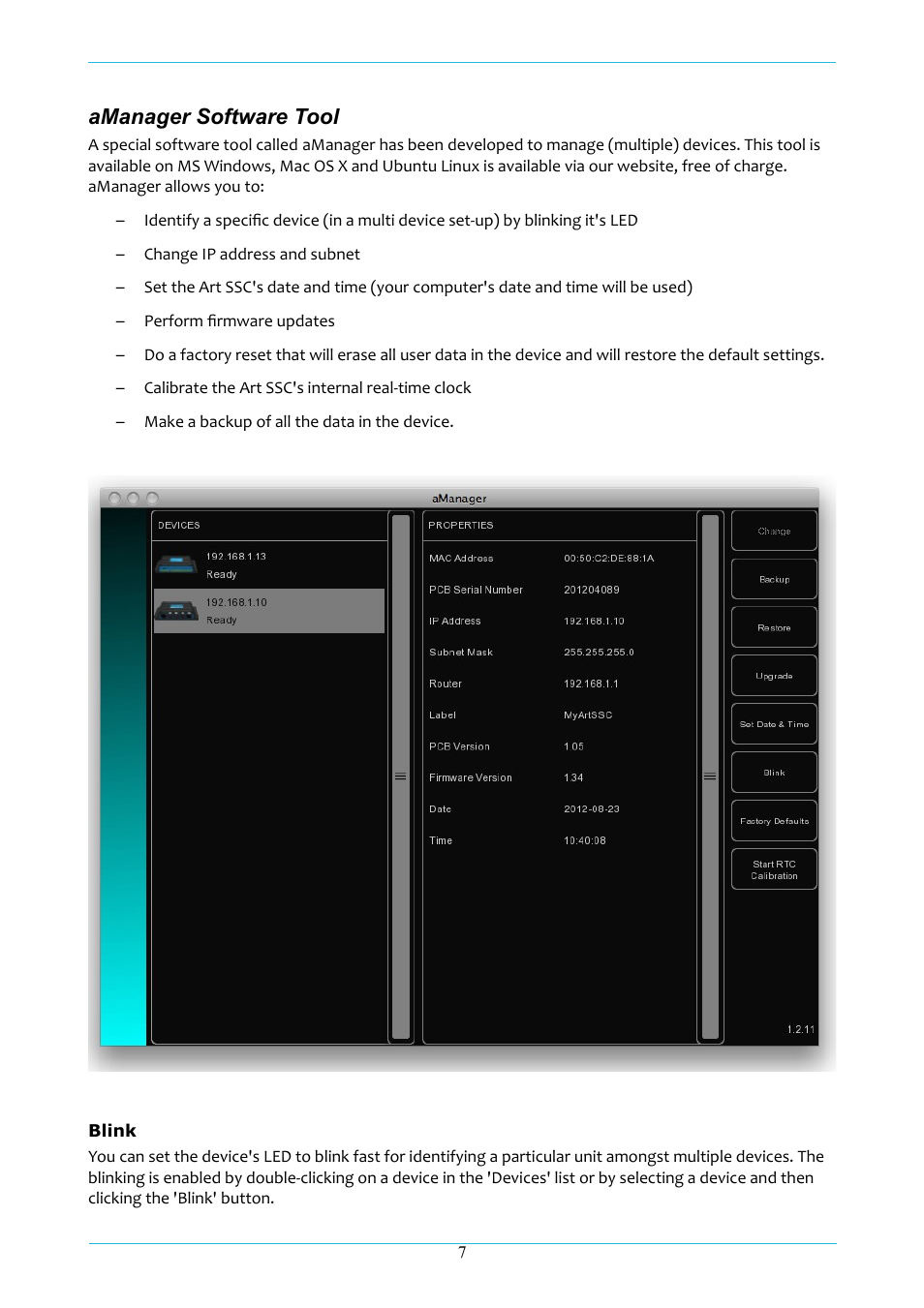 Amanager software tool | Acclaim Lighting ART IO User Manual | Page 8 / 38
