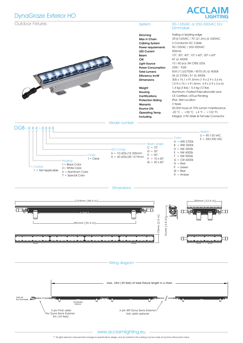 Dgb-dynagraze exterior, Acclaim, Dynagraze exterior ho | Lighting | Acclaim Lighting DynaGraze Exterior HO User Manual | Page 2 / 2