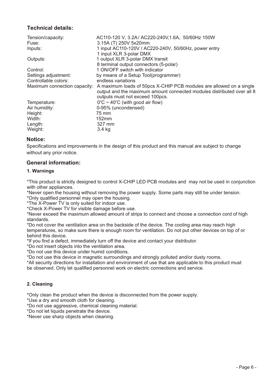 Acclaim Lighting X-Power TV User Manual | Page 6 / 6