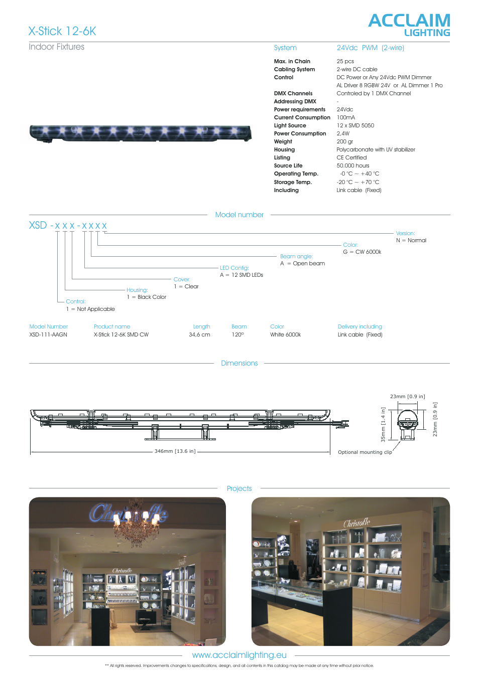 Xsd-x-stick 12-6k, Acclaim, X-stick 12-6k | X x x - x x x x, Lighting | Acclaim Lighting X-Stick 12-6K User Manual | Page 2 / 2