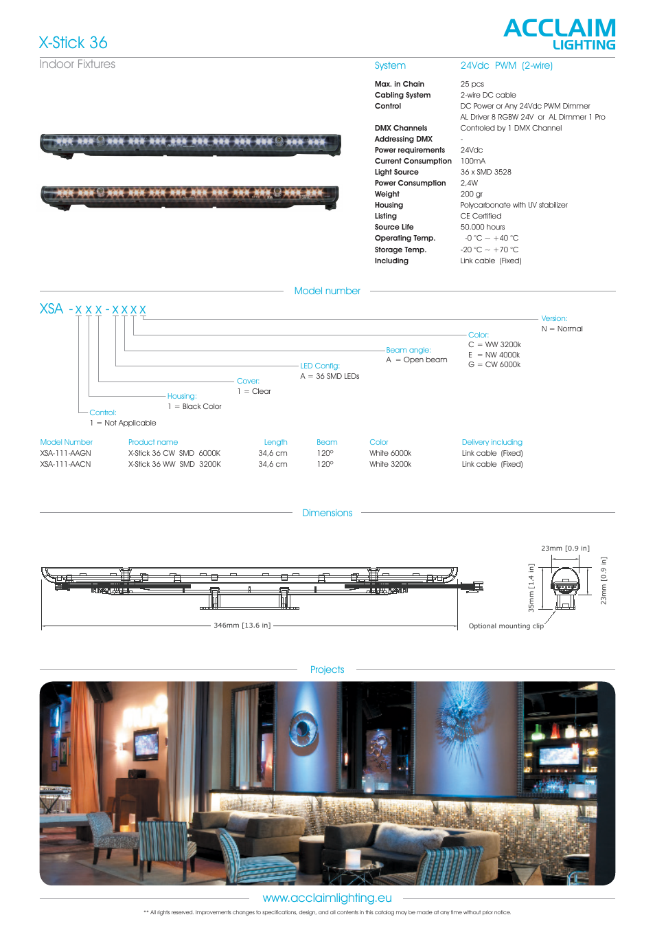 Xsa-x-stick 36, Acclaim, X-stick 36 | X x x - x x x x, Lighting | Acclaim Lighting X-Stick 36 User Manual | Page 2 / 2