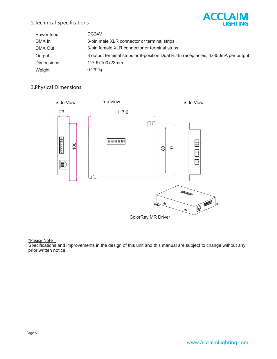 Acclaim Lighting Color Ray MR User Manual | Page 5 / 5