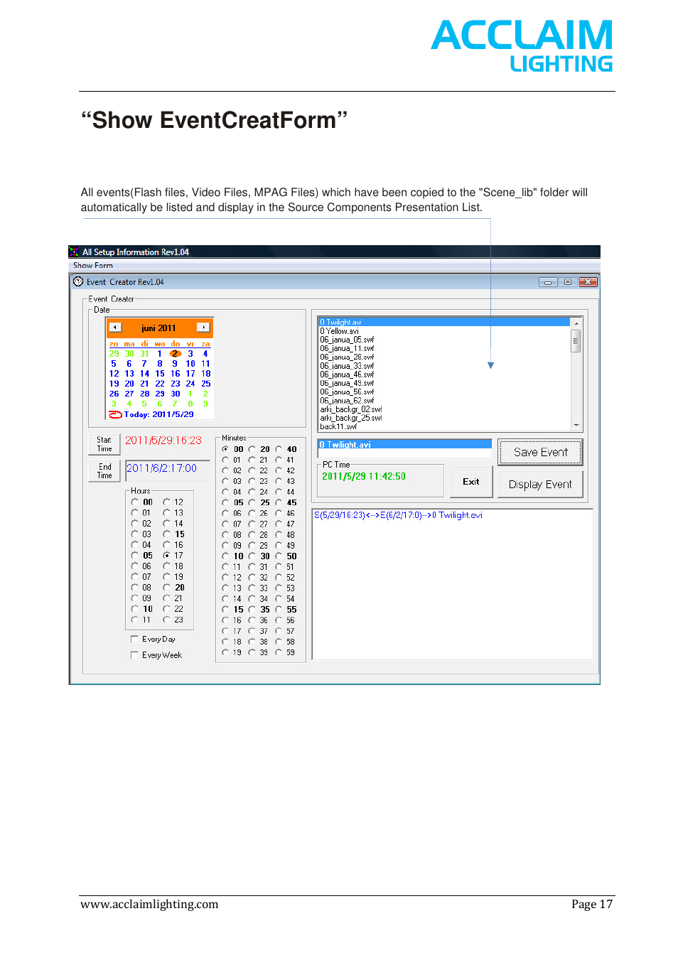 Show eventcreatform | Acclaim Lighting AL Net 8 User Manual | Page 17 / 26