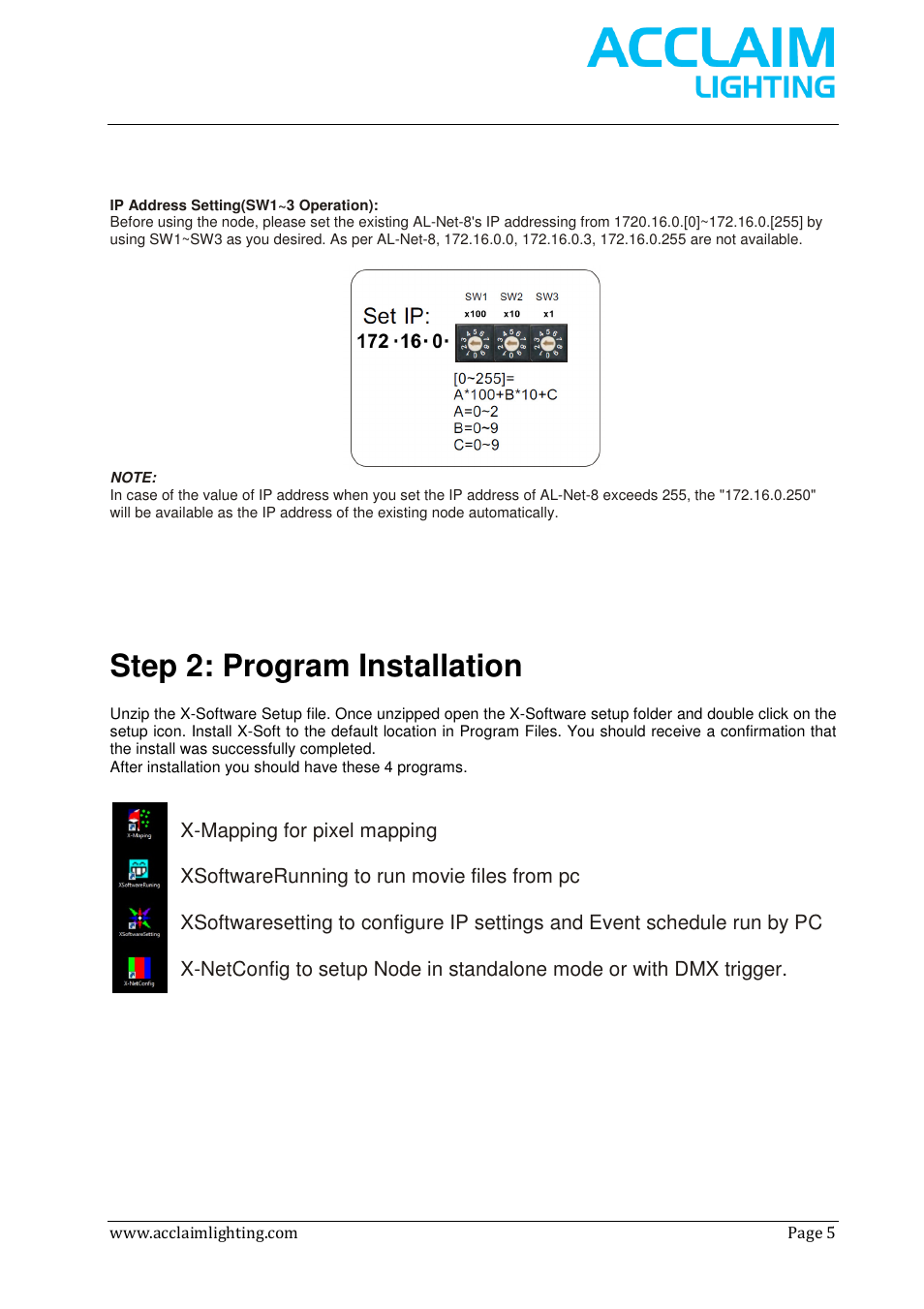 Step 2: program installation | Acclaim Lighting AL Net 8 User Manual | Page 5 / 26