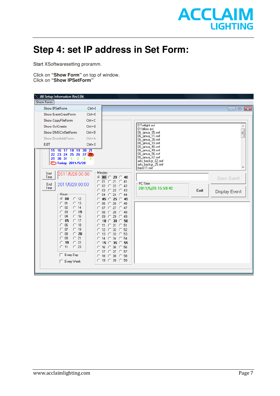 Step 4: set ip address in set form | Acclaim Lighting AL Net 8 User Manual | Page 7 / 26