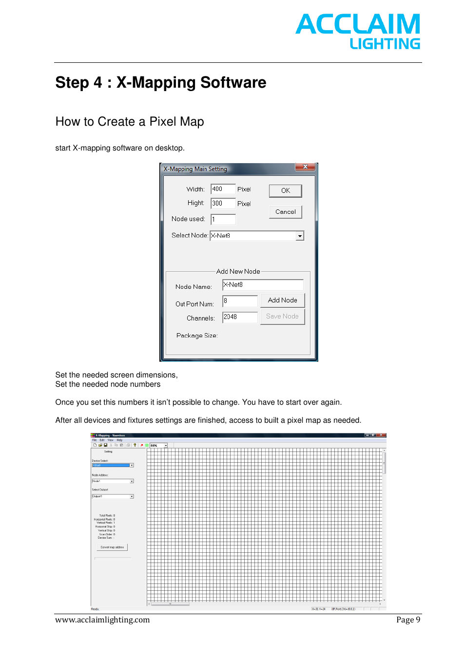 Step 4 : x-mapping software, How to create a pixel map | Acclaim Lighting AL Net 8 User Manual | Page 9 / 26