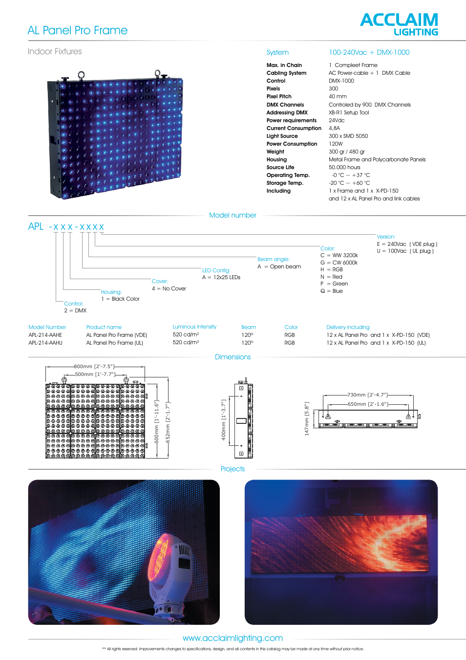 Acclaim Lighting AL Panel Pro Frame User Manual | 1 page