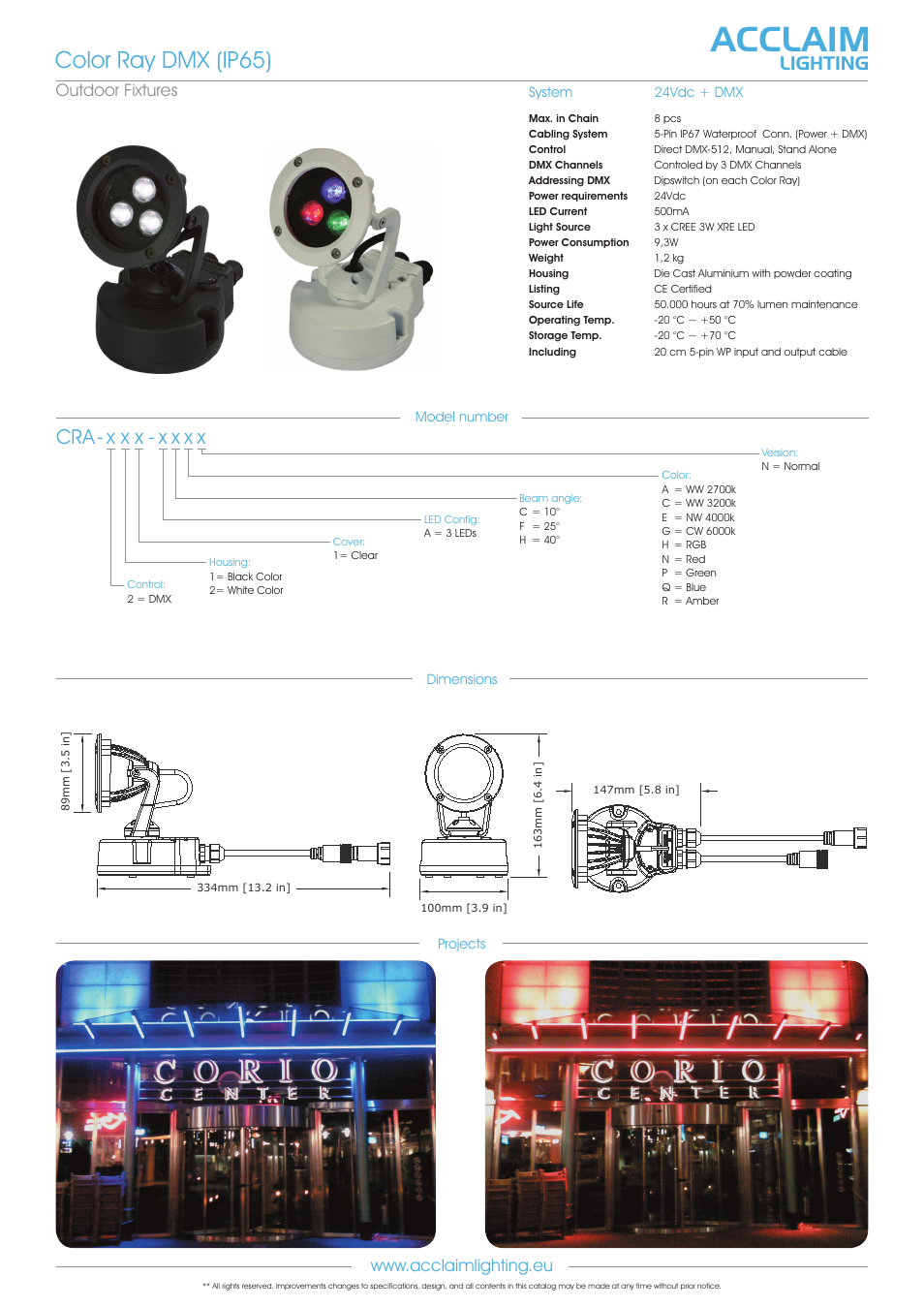 Acclaim, Color ray dmx (ip65), X x x - x x x x | Lighting | Acclaim Lighting Color Ray DMX User Manual | Page 2 / 2