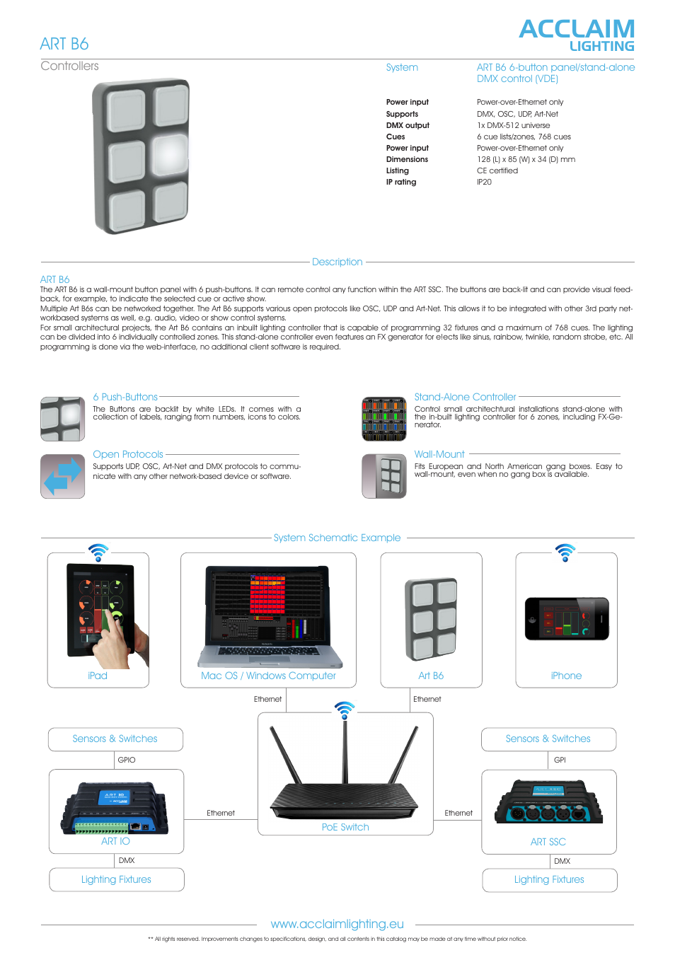 Art b6, Acclaim, Lighting | Acclaim Lighting ART IO User Manual | Page 3 / 5