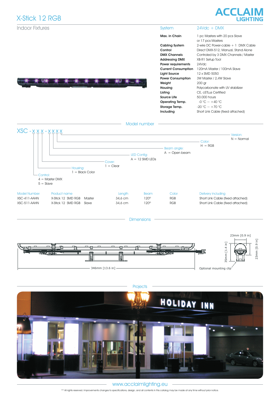 Xsc-x-stick 12 rgb, Acclaim, X-stick 12 rgb | X x x - x x x x, Lighting | Acclaim Lighting X-Stick 12 RGB User Manual | Page 2 / 2