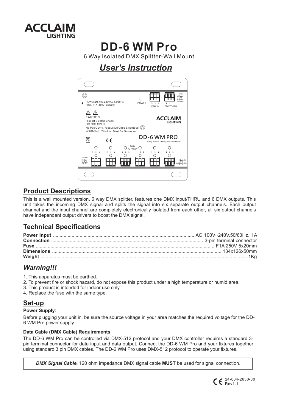 Acclaim Lighting DD-6 WM PRO User Manual | 1 page