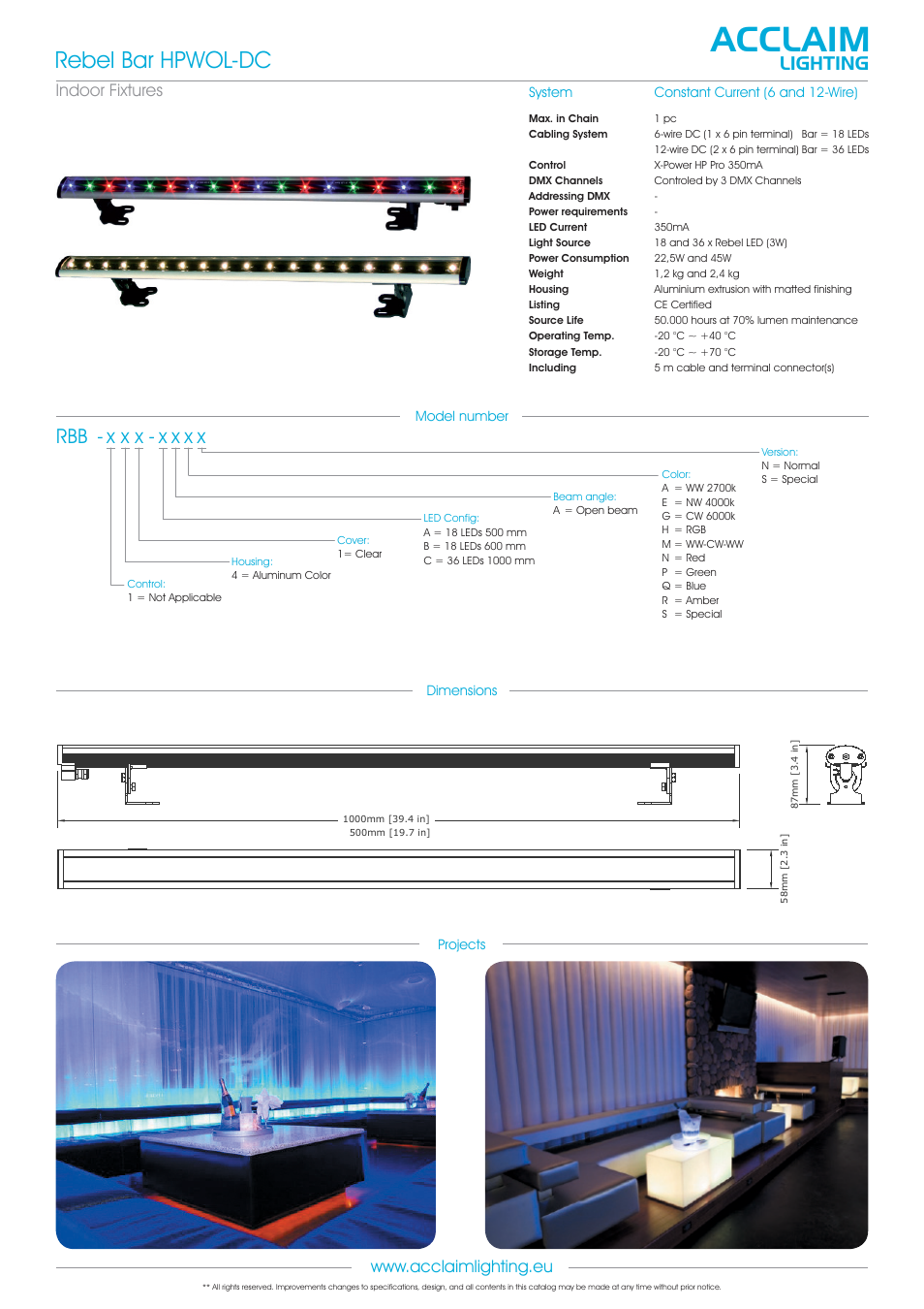 Rbb-rebel bar hpwol-dc, Acclaim, Rebel bar hpwol-dc | X x x - x x x x, Lighting | Acclaim Lighting Rebel Bar HPWOL-DC User Manual | Page 2 / 2