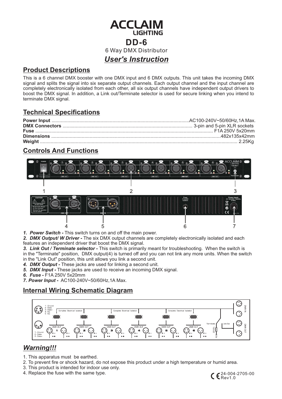 Acclaim Lighting DD-6 User Manual | 2 pages
