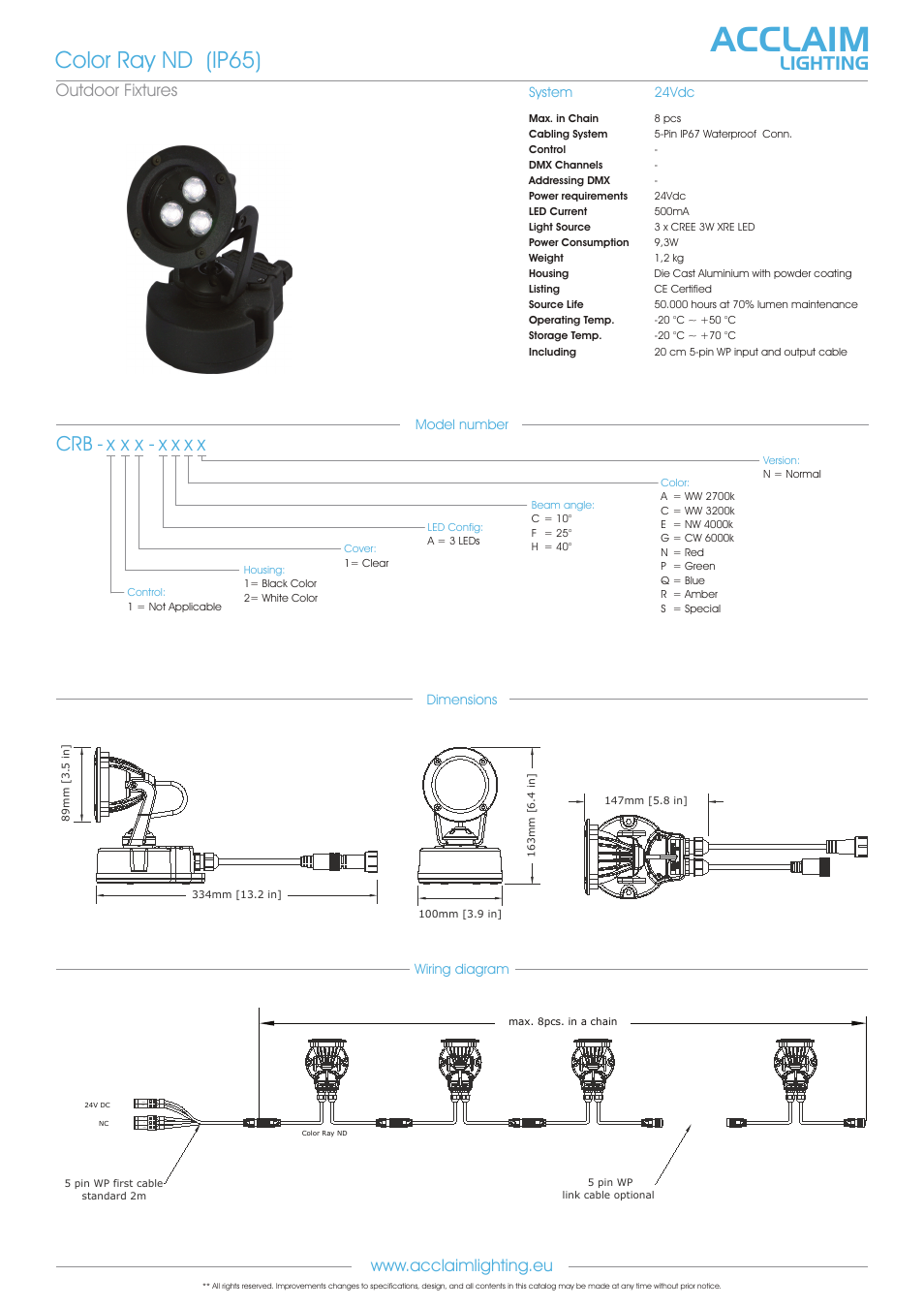 Acclaim, Color ray nd (ip65), X x x - x x x x | Lighting | Acclaim Lighting Color Ray ND User Manual | Page 2 / 2
