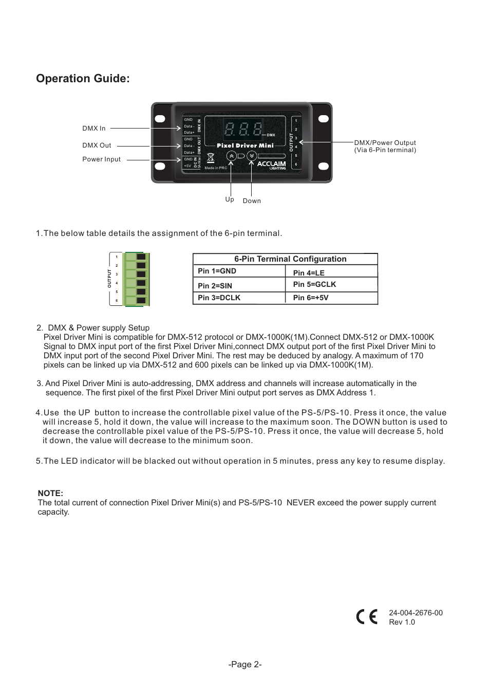 Operation guide | Acclaim Lighting Pixel Driver Mini User Manual | Page 2 / 2