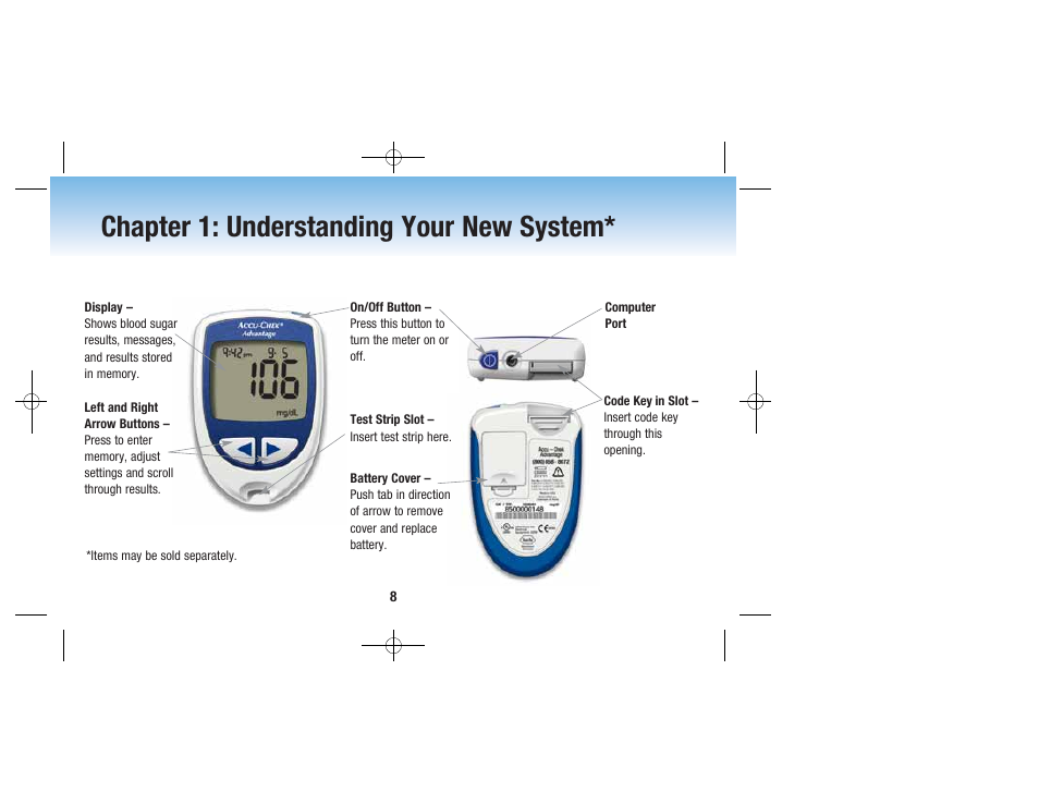 Chapter 1: understanding your new system | Accu-Chek Advantage User Manual | Page 10 / 52