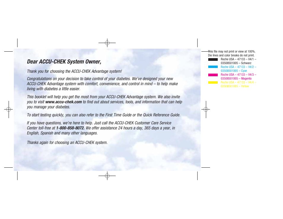 Dear accu-chek system owner | Accu-Chek Advantage User Manual | Page 3 / 52