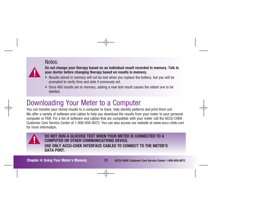 Downloading your meter to a computer | Accu-Chek Advantage User Manual | Page 33 / 52