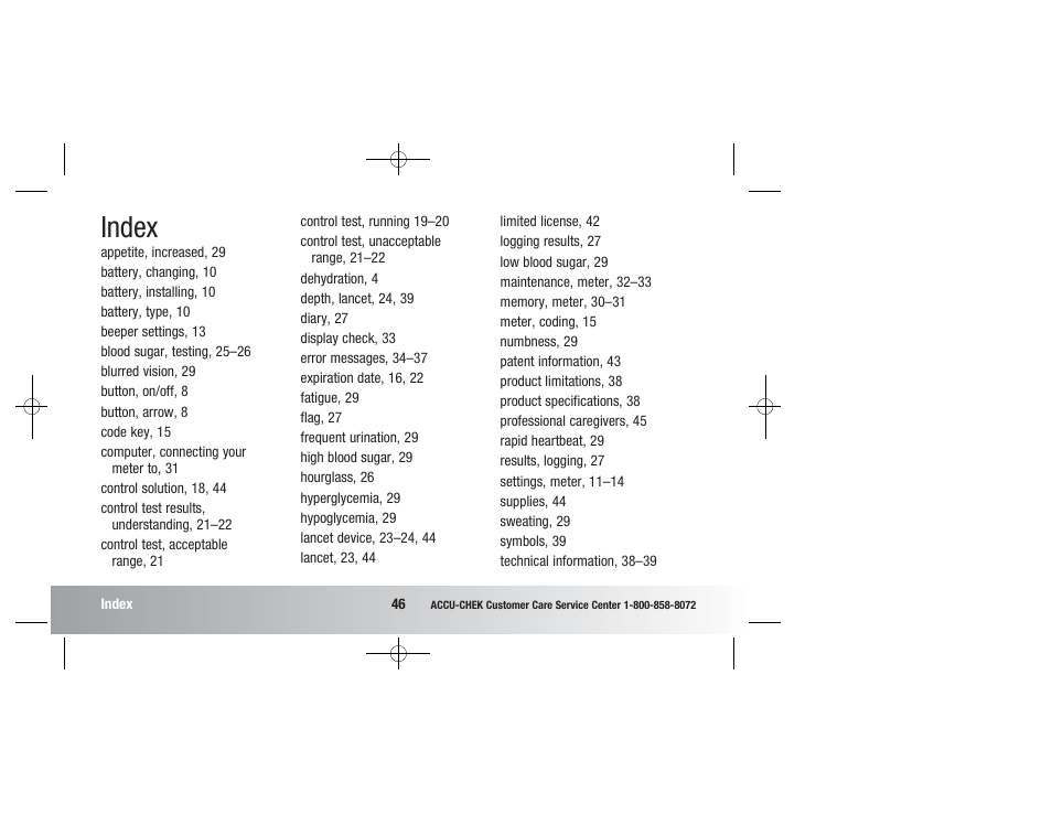 Index | Accu-Chek Advantage User Manual | Page 48 / 52