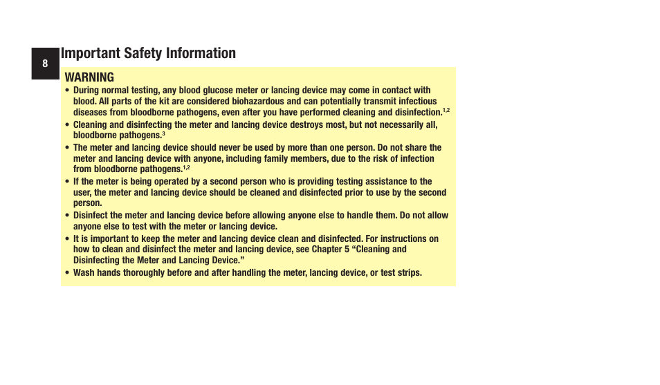Important.safety.information, Warning | Accu-Chek Aviva Plus silver User Manual | Page 10 / 204