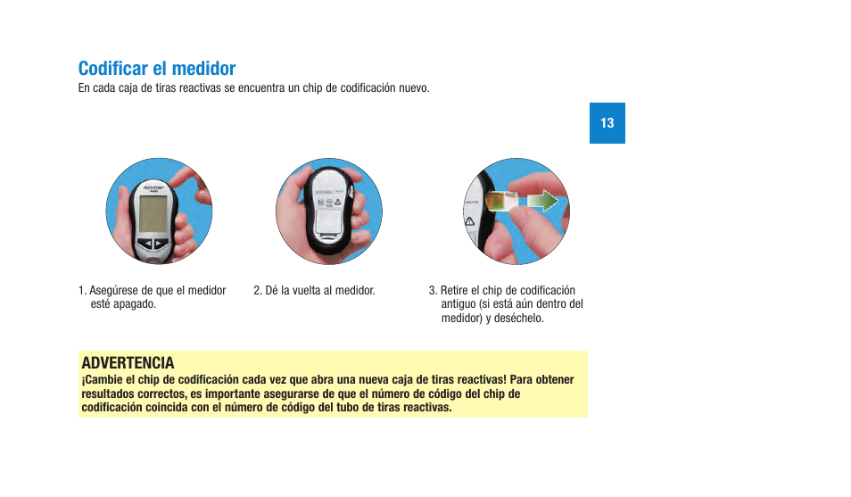 Codificar el medidor, Advertencia | Accu-Chek Aviva Plus silver User Manual | Page 115 / 204