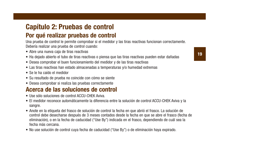 Capítulo 2: pruebas de control, Por qué realizar pruebas de control, Acerca de las soluciones de control | Accu-Chek Aviva Plus silver User Manual | Page 121 / 204