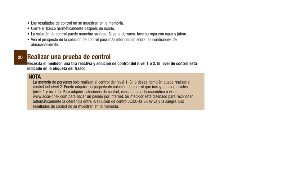 Realizar una prueba de control, Nota | Accu-Chek Aviva Plus silver User Manual | Page 122 / 204