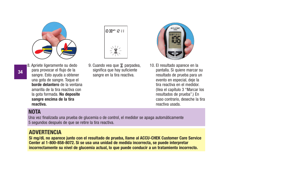 Advertencia, Nota | Accu-Chek Aviva Plus silver User Manual | Page 136 / 204