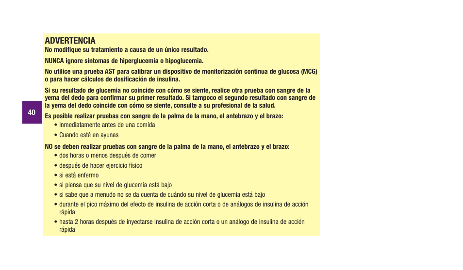 Advertencia | Accu-Chek Aviva Plus silver User Manual | Page 142 / 204