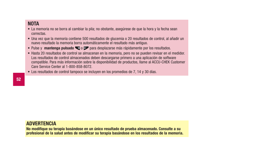 Nota, Advertencia | Accu-Chek Aviva Plus silver User Manual | Page 154 / 204